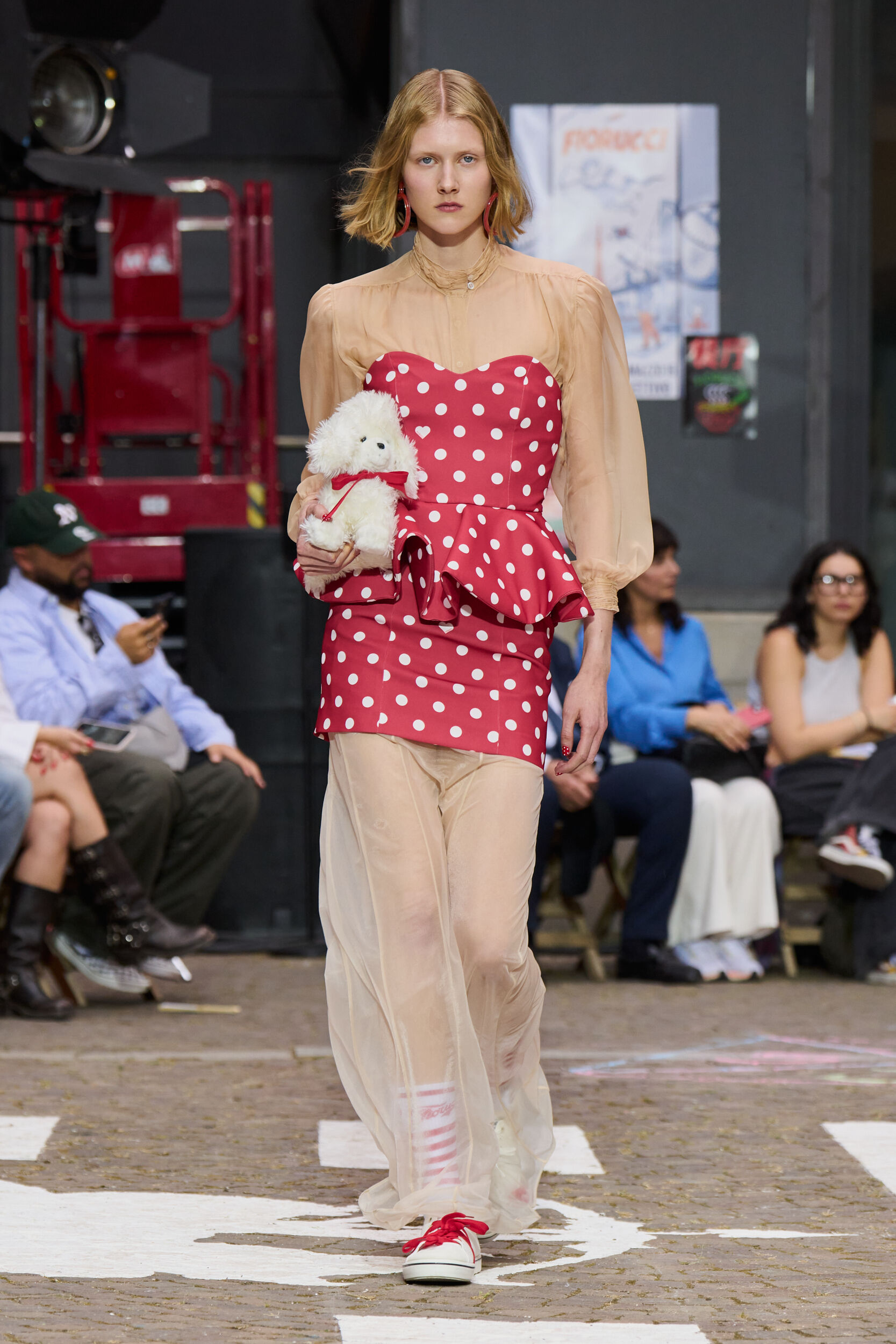 Polka Dot Peplum Mini Dress Red